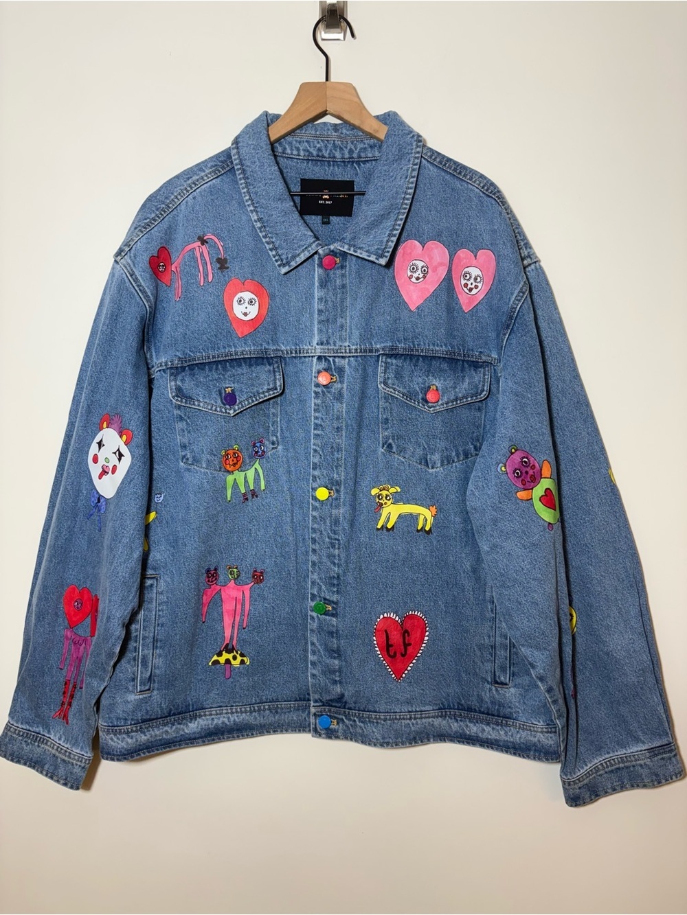 Teddy Fresh Kat Rose all my friends Unisex Denim Jacket, Size 3XL New